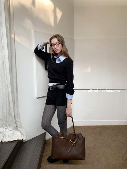 DKZ OFFICIAL Black Brushed Belted Slim Fit Women&