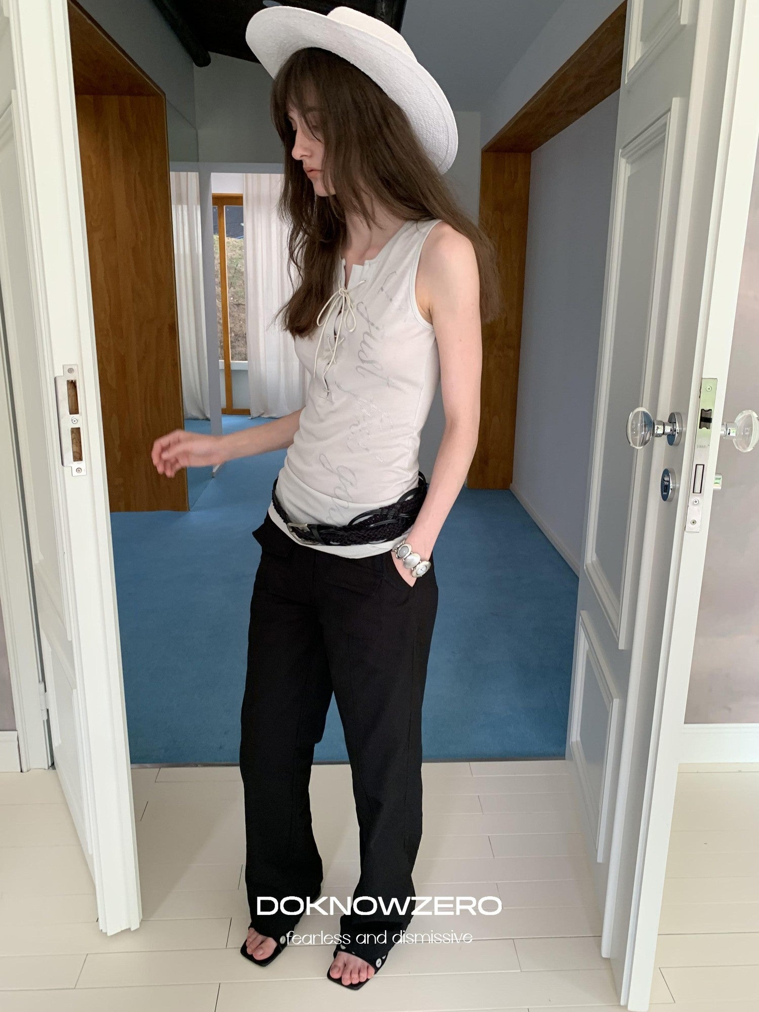 DKZ OFFICIAL Black Cargo Multiple Pockets Vintage Street Women&