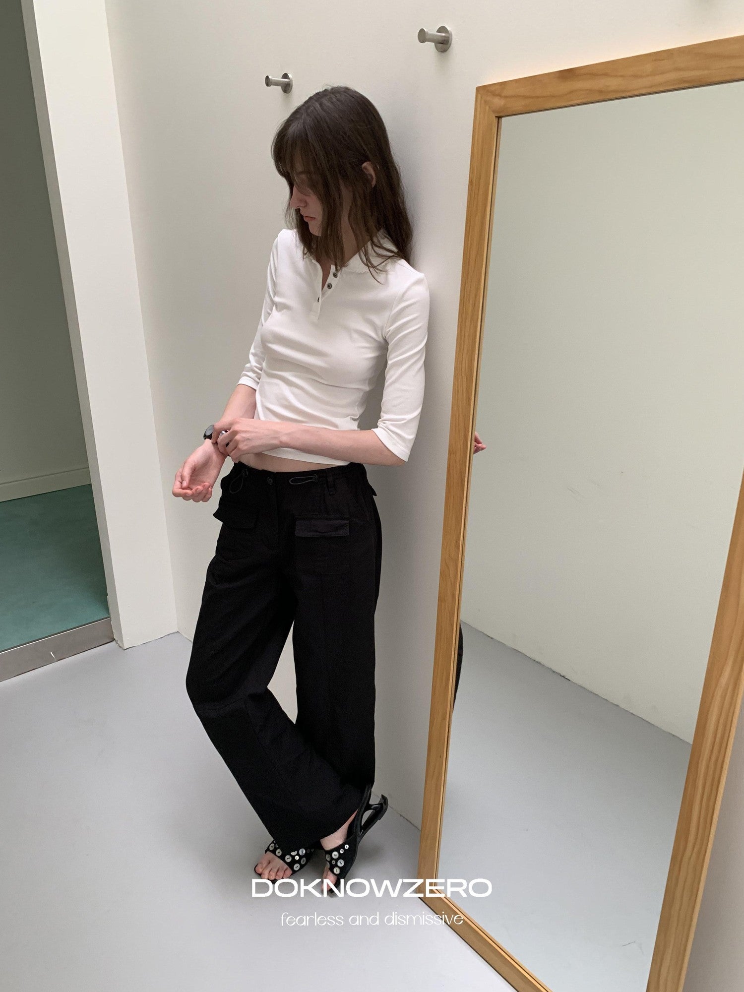 DKZ OFFICIAL Black Cargo Multiple Pockets Vintage Street Women&