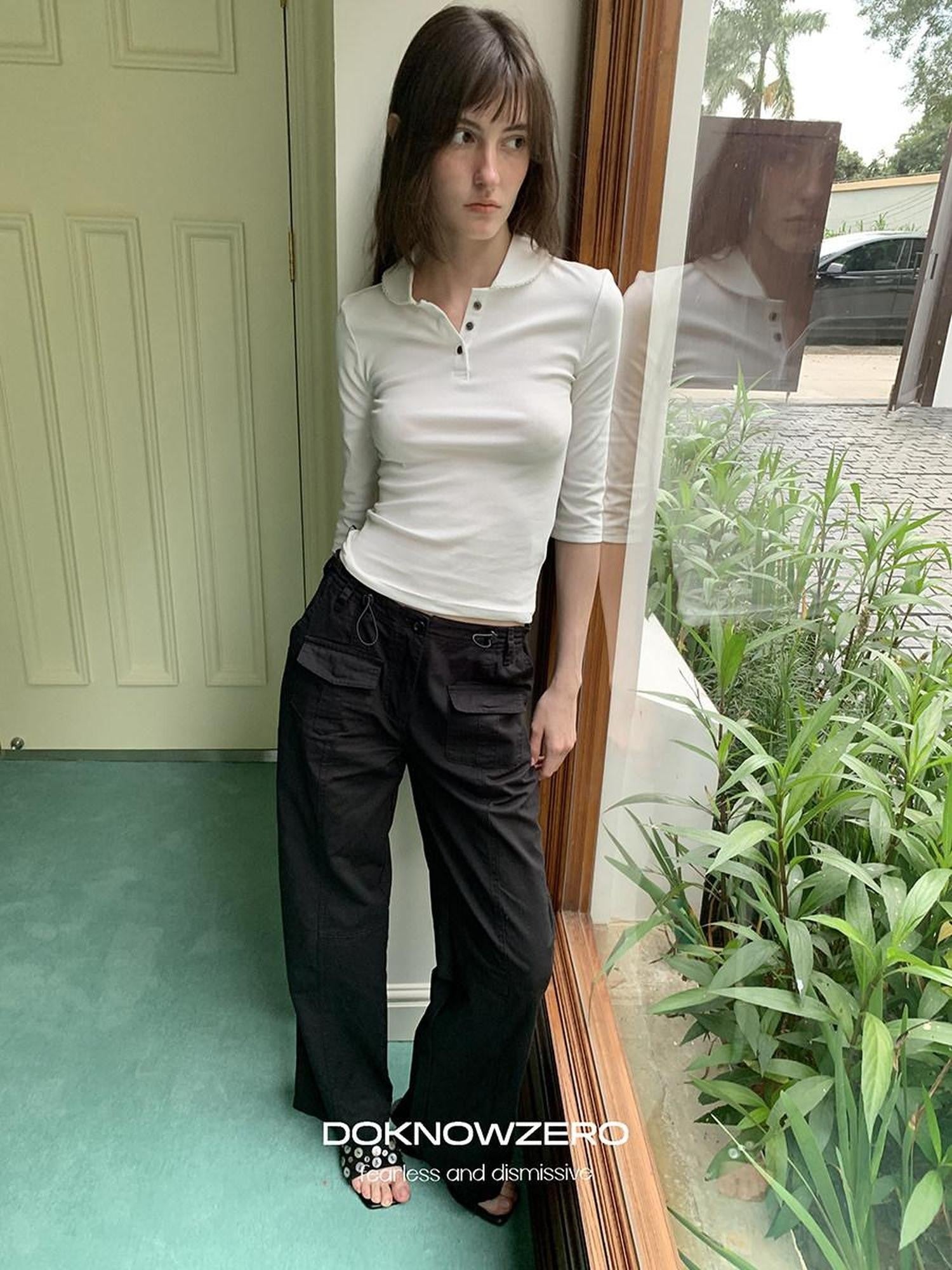 DKZ OFFICIAL Black Cargo Multiple Pockets Vintage Street Women&