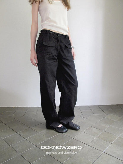 DKZ OFFICIAL Black Cargo Multiple Pockets Vintage Street Women&