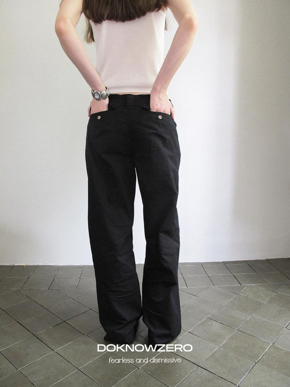 DKZ OFFICIAL Black Cargo Multiple Pockets Vintage Street Women&