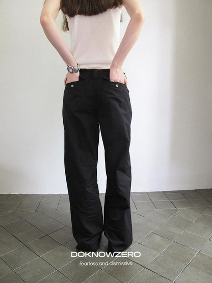 DKZ OFFICIAL Black Cargo Multiple Pockets Vintage Street Women&