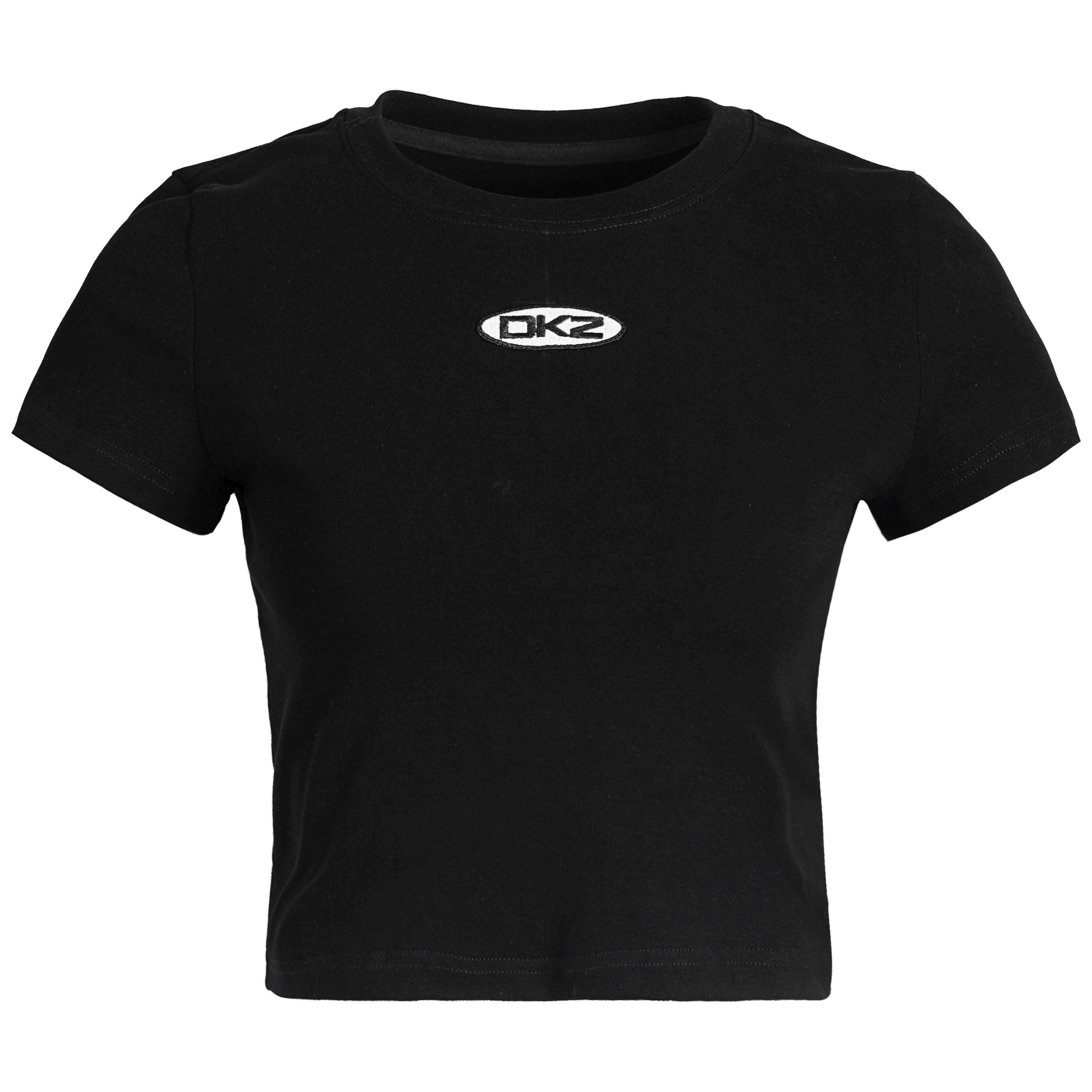 DKZ_OFFICIAL_Black_Cropped_Back_Metal_Buckle_Printed_Women&