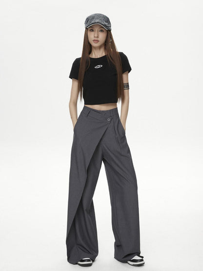 DKZ OFFICIAL Black Cropped Back Metal Buckle Printed Women&