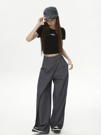 DKZ OFFICIAL Black Cropped Back Metal Buckle Printed Women&
