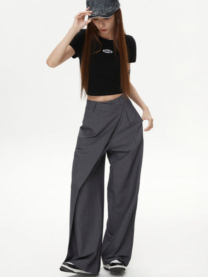 DKZ OFFICIAL Black Cropped Back Metal Buckle Printed Women&