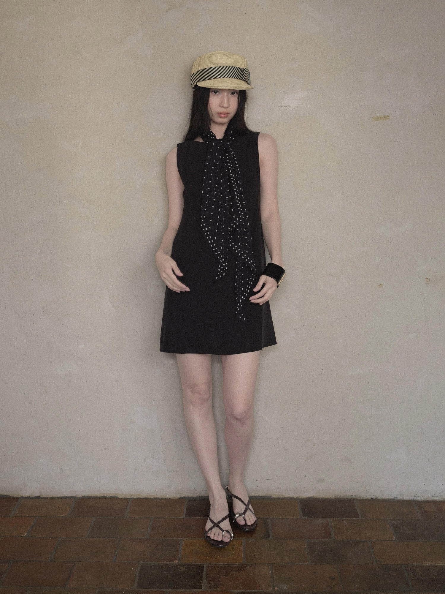 DKZ OFFICIAL Black Doll Collar A Line Sleeveless Women&