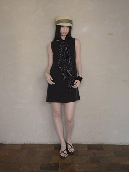 DKZ OFFICIAL Black Doll Collar A Line Sleeveless Women&