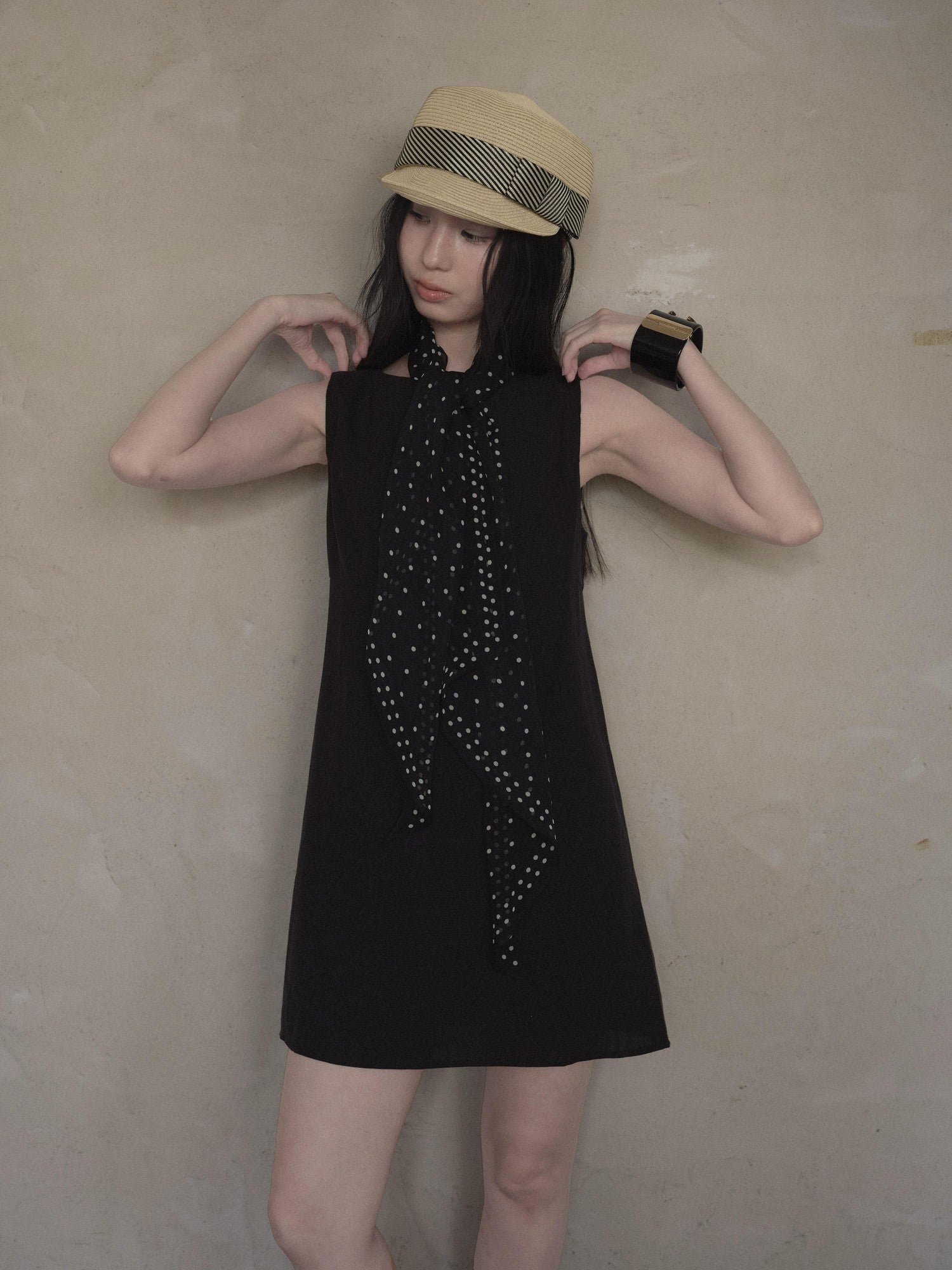 DKZ OFFICIAL Black Doll Collar A Line Sleeveless Women&