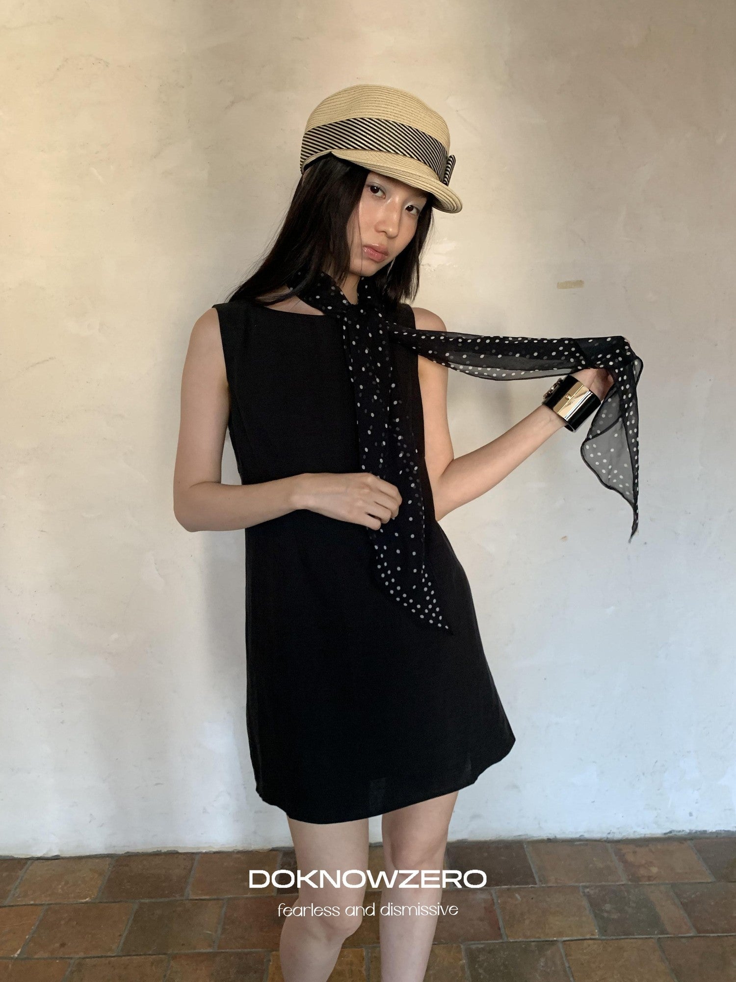 DKZ OFFICIAL Black Doll Collar A Line Sleeveless Women&