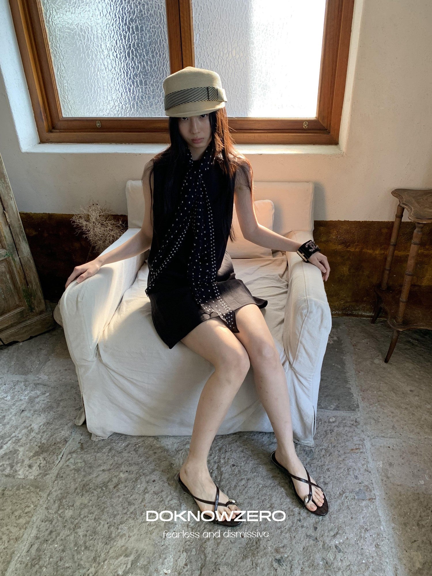DKZ OFFICIAL Black Doll Collar A Line Sleeveless Women&