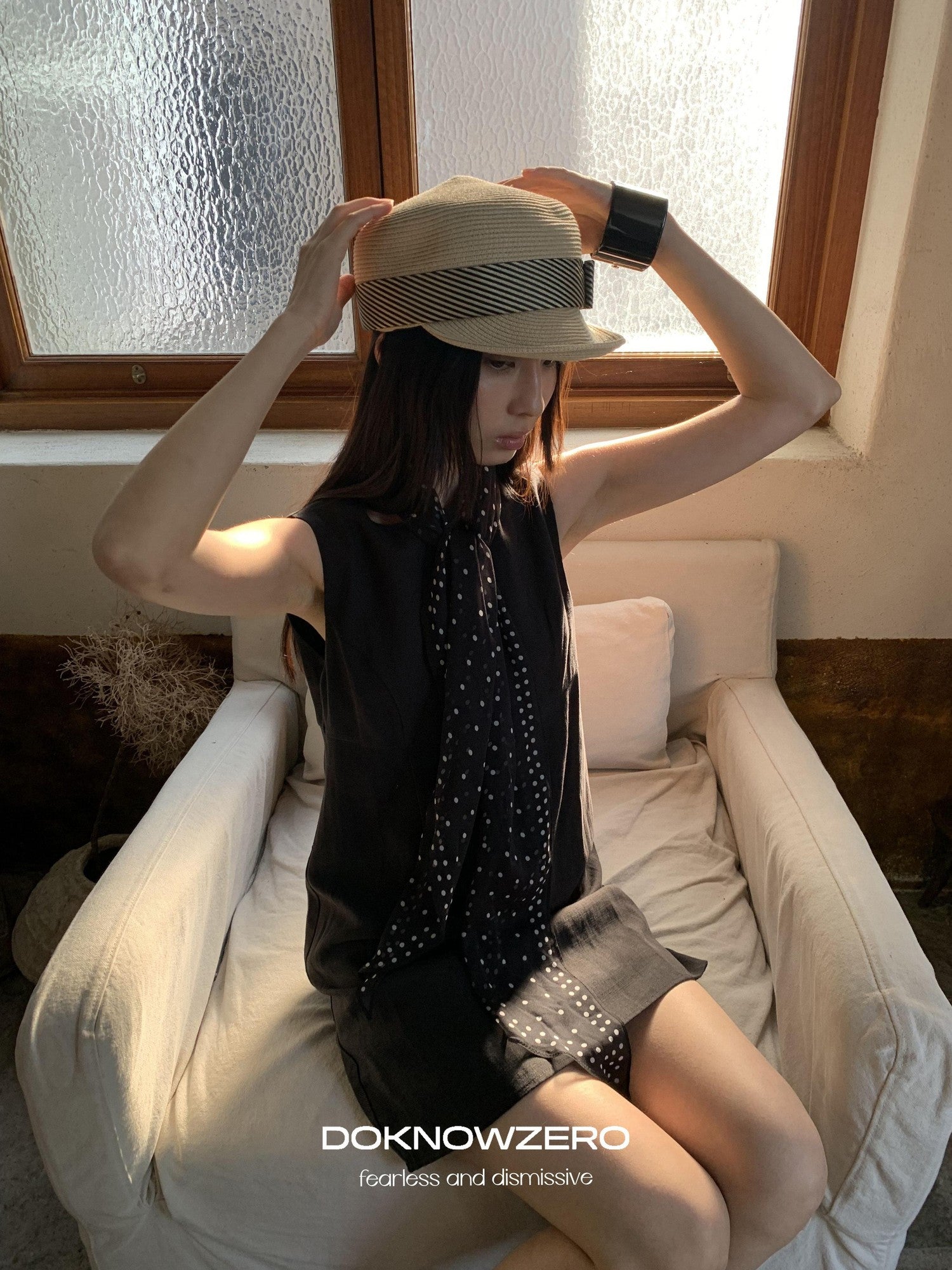 DKZ OFFICIAL Black Doll Collar A Line Sleeveless Women&