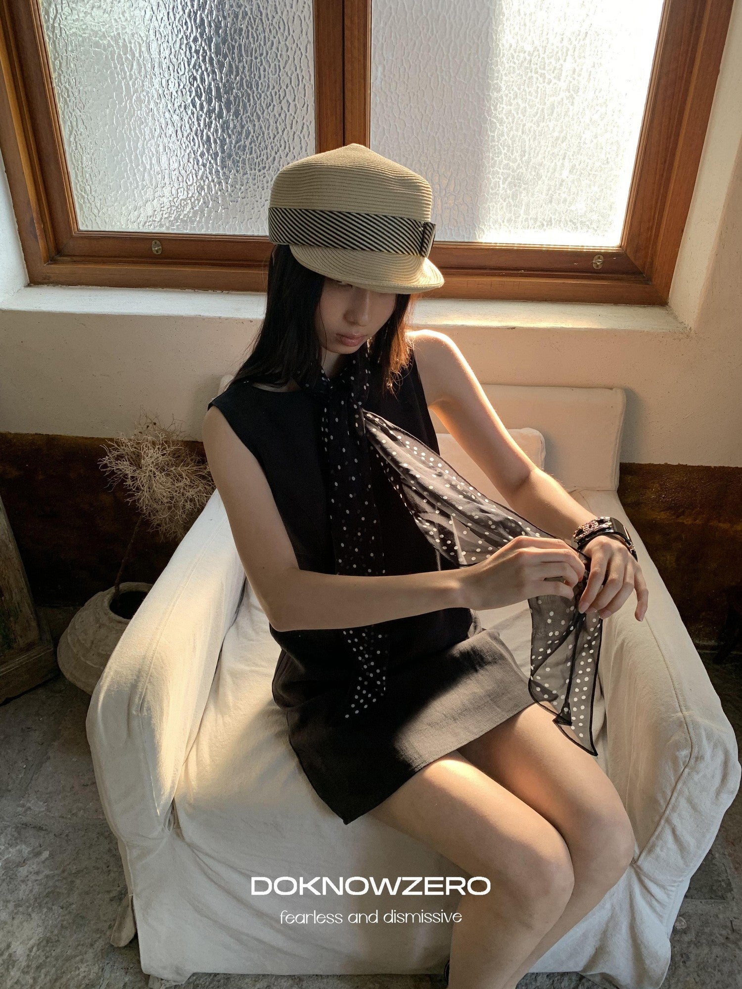DKZ OFFICIAL Black Doll Collar A Line Sleeveless Women&