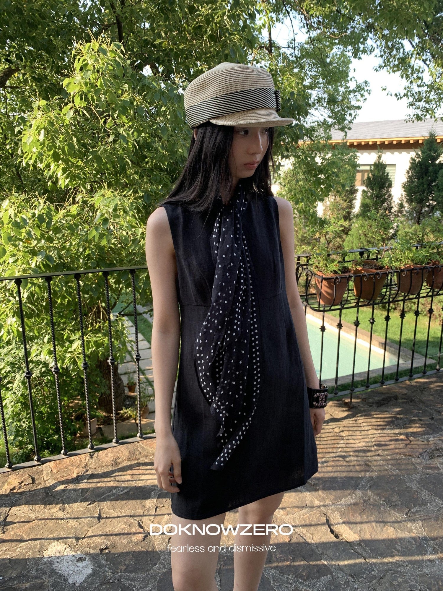 DKZ OFFICIAL Black Doll Collar A Line Sleeveless Women&