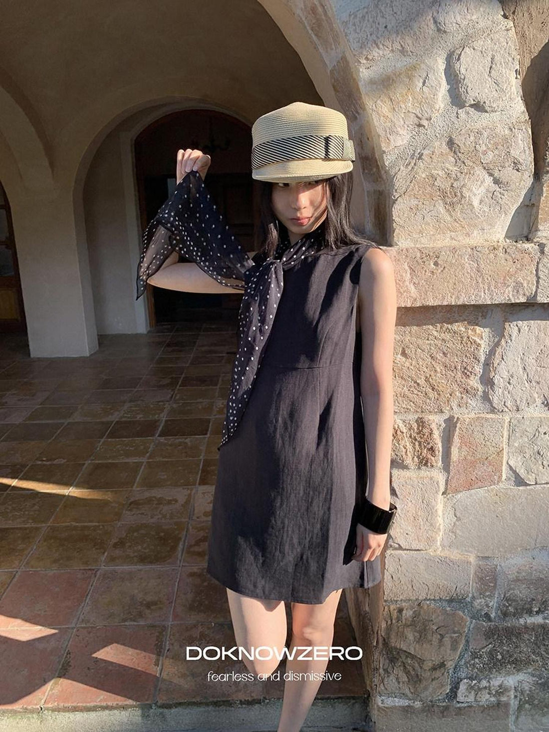 DKZ OFFICIAL Black Doll Collar A Line Sleeveless Women&