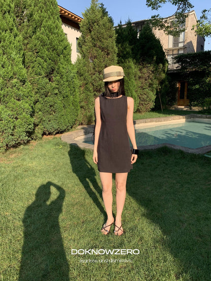 DKZ OFFICIAL Black Doll Collar A Line Sleeveless Women&
