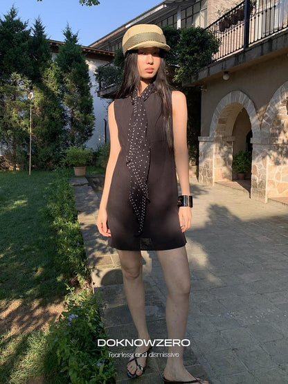 DKZ OFFICIAL Black Doll Collar A Line Sleeveless Women&