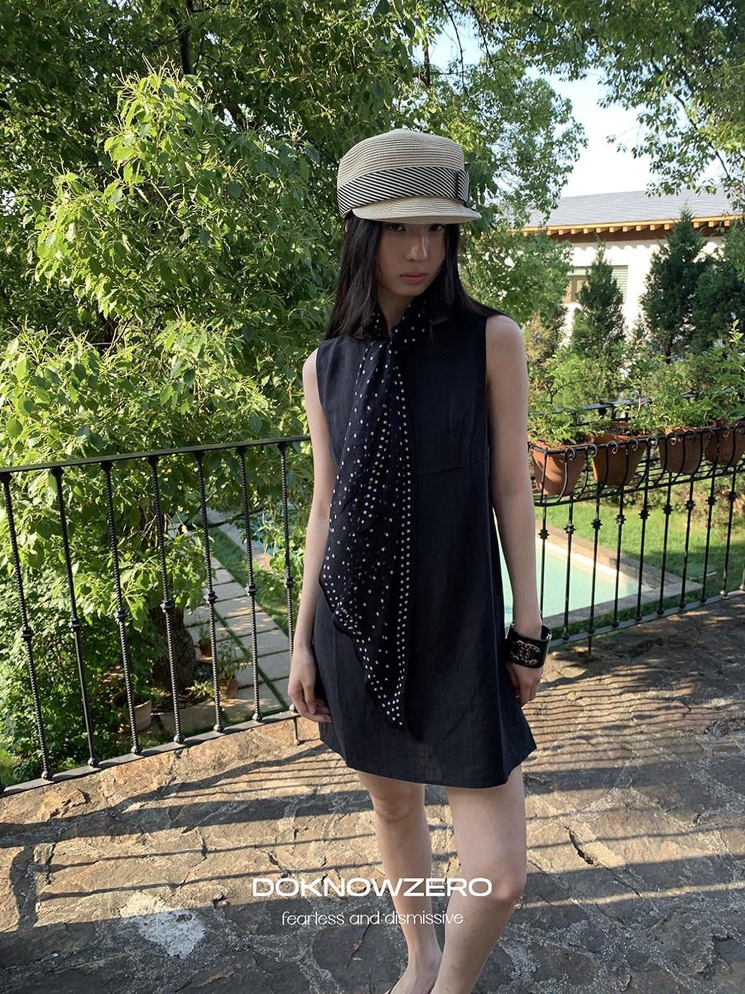DKZ OFFICIAL Black Doll Collar A Line Sleeveless Women&