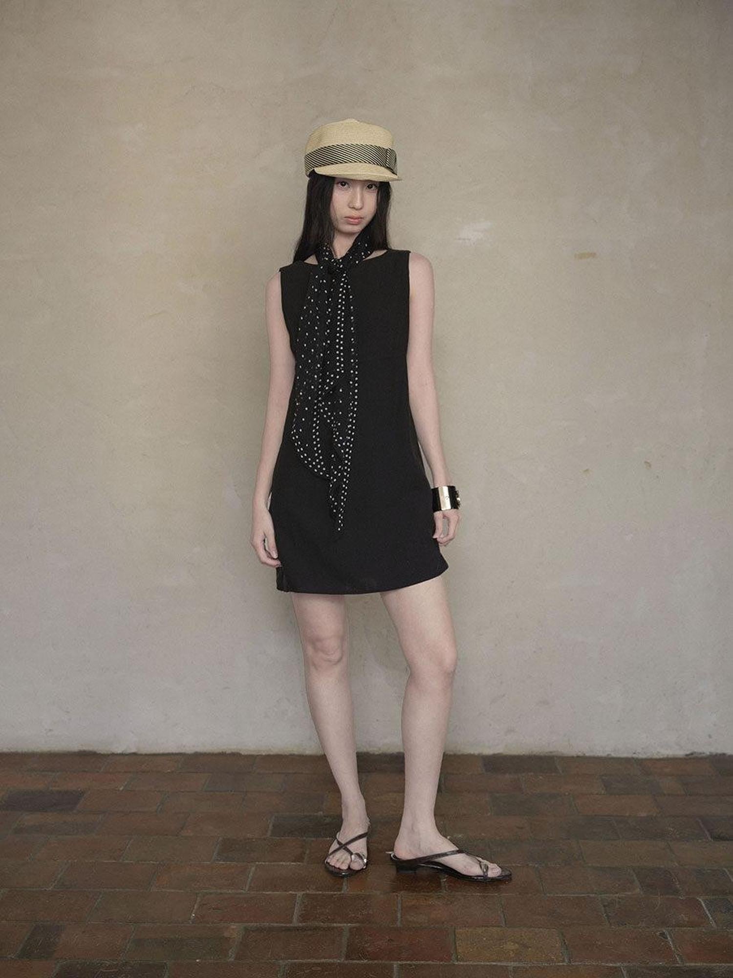 DKZ OFFICIAL Black Doll Collar A Line Sleeveless Women&