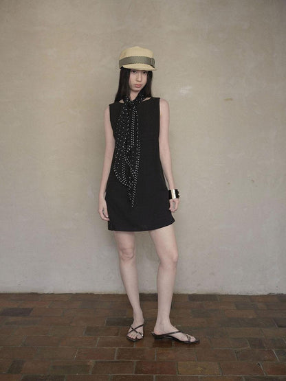 DKZ OFFICIAL Black Doll Collar A Line Sleeveless Women&
