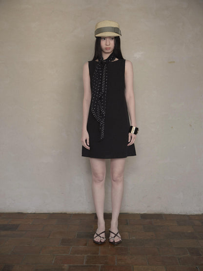 DKZ OFFICIAL Black Doll Collar A Line Sleeveless Women&