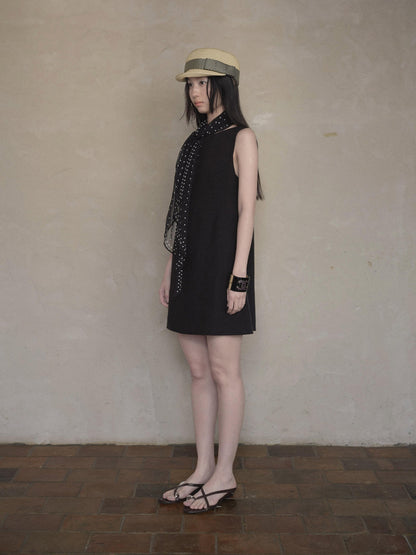 DKZ OFFICIAL Black Doll Collar A Line Sleeveless Women&