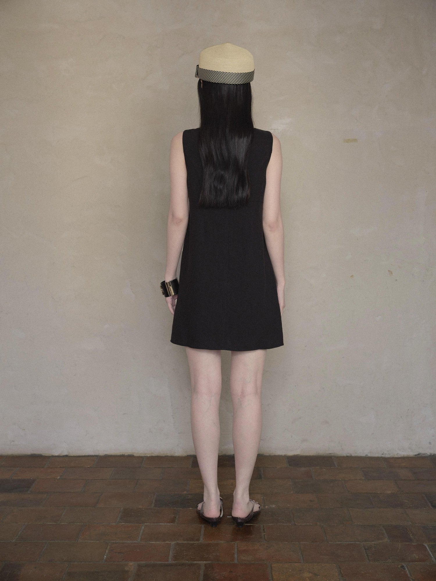 DKZ OFFICIAL Black Doll Collar A Line Sleeveless Women&