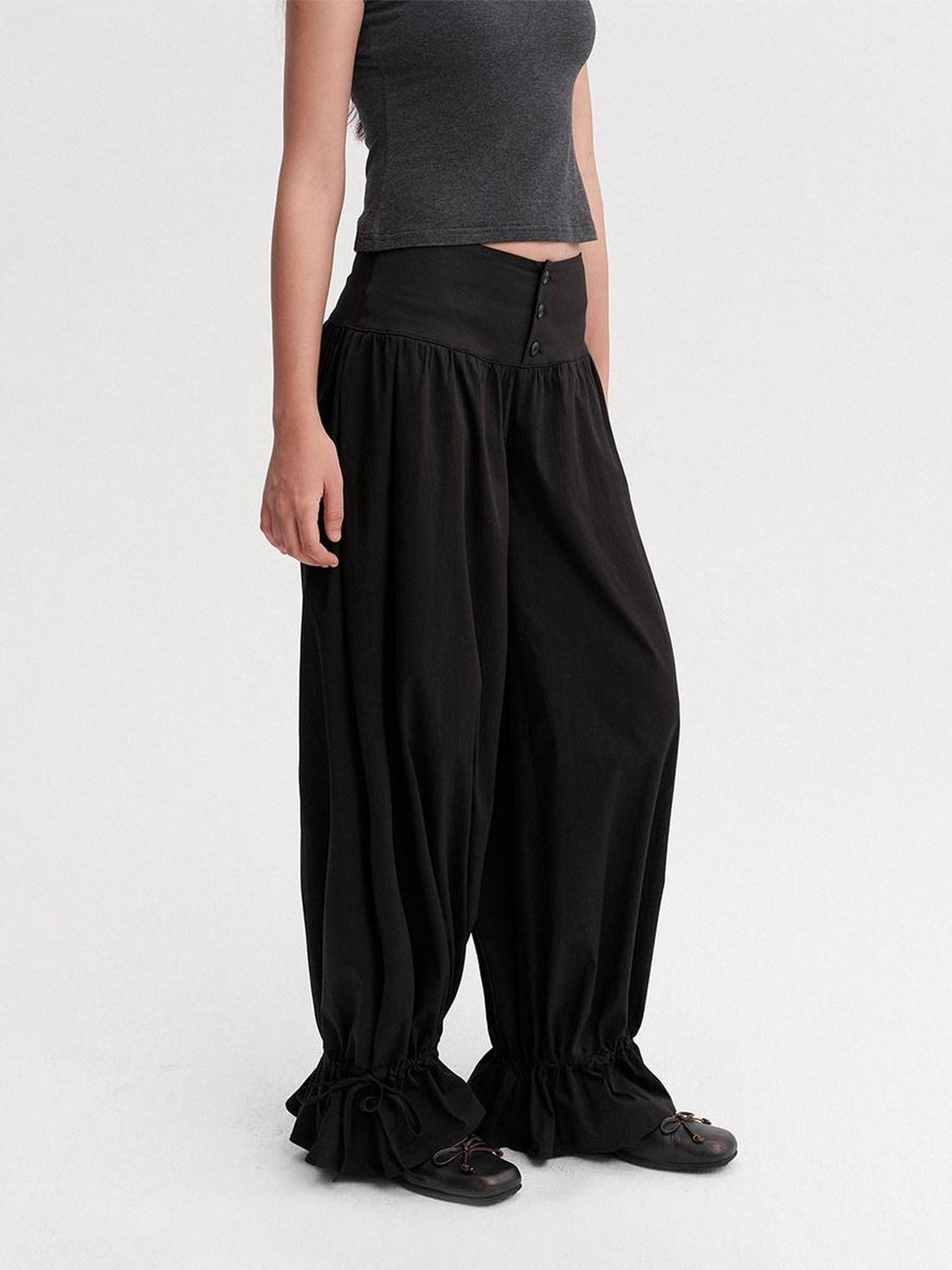 DKZ OFFICIAL Black Drawstring Hem Tapered Cuff Women&