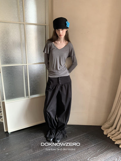 DKZ OFFICIAL Black Drawstring Hem Tapered Cuff Women&