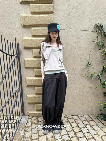 DKZ OFFICIAL Black Drawstring Hem Tapered Cuff Women&