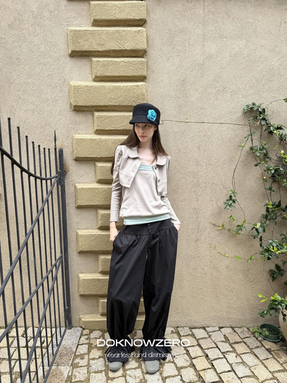 DKZ OFFICIAL Black Drawstring Hem Tapered Cuff Women&