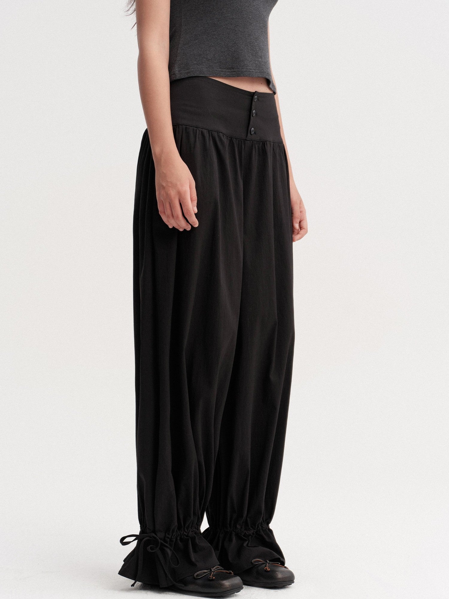 DKZ OFFICIAL Black Drawstring Hem Tapered Cuff Women&