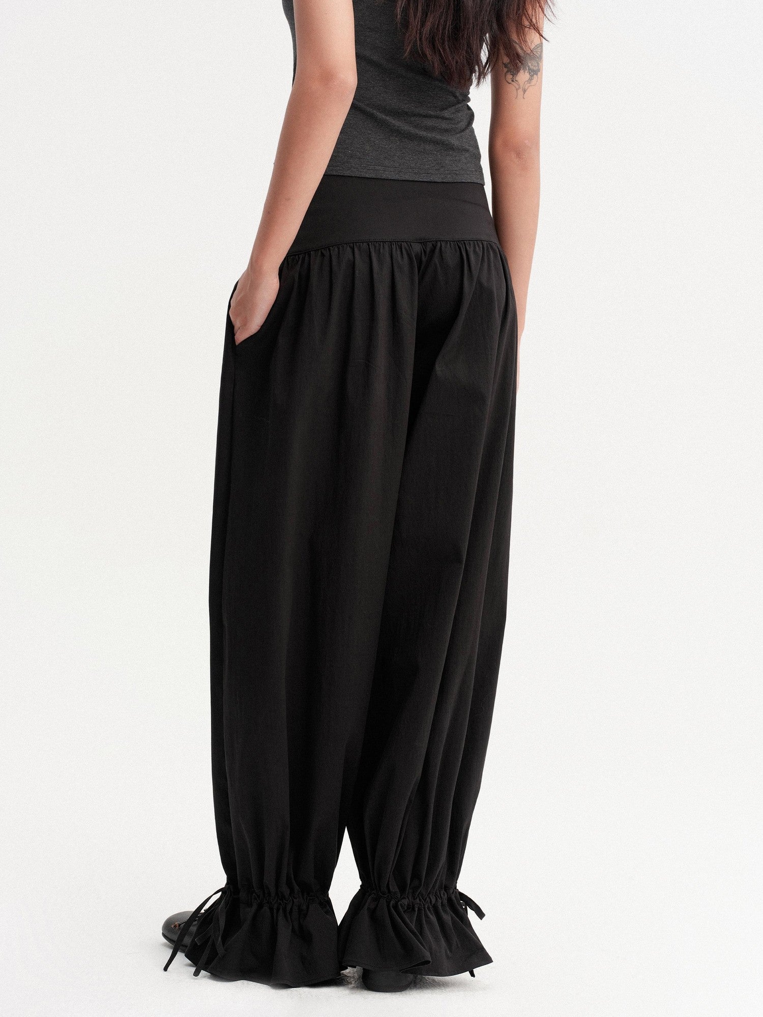 DKZ OFFICIAL Black Drawstring Hem Tapered Cuff Women&