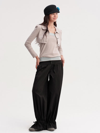 DKZ OFFICIAL Black Drawstring Hem Tapered Cuff Women&
