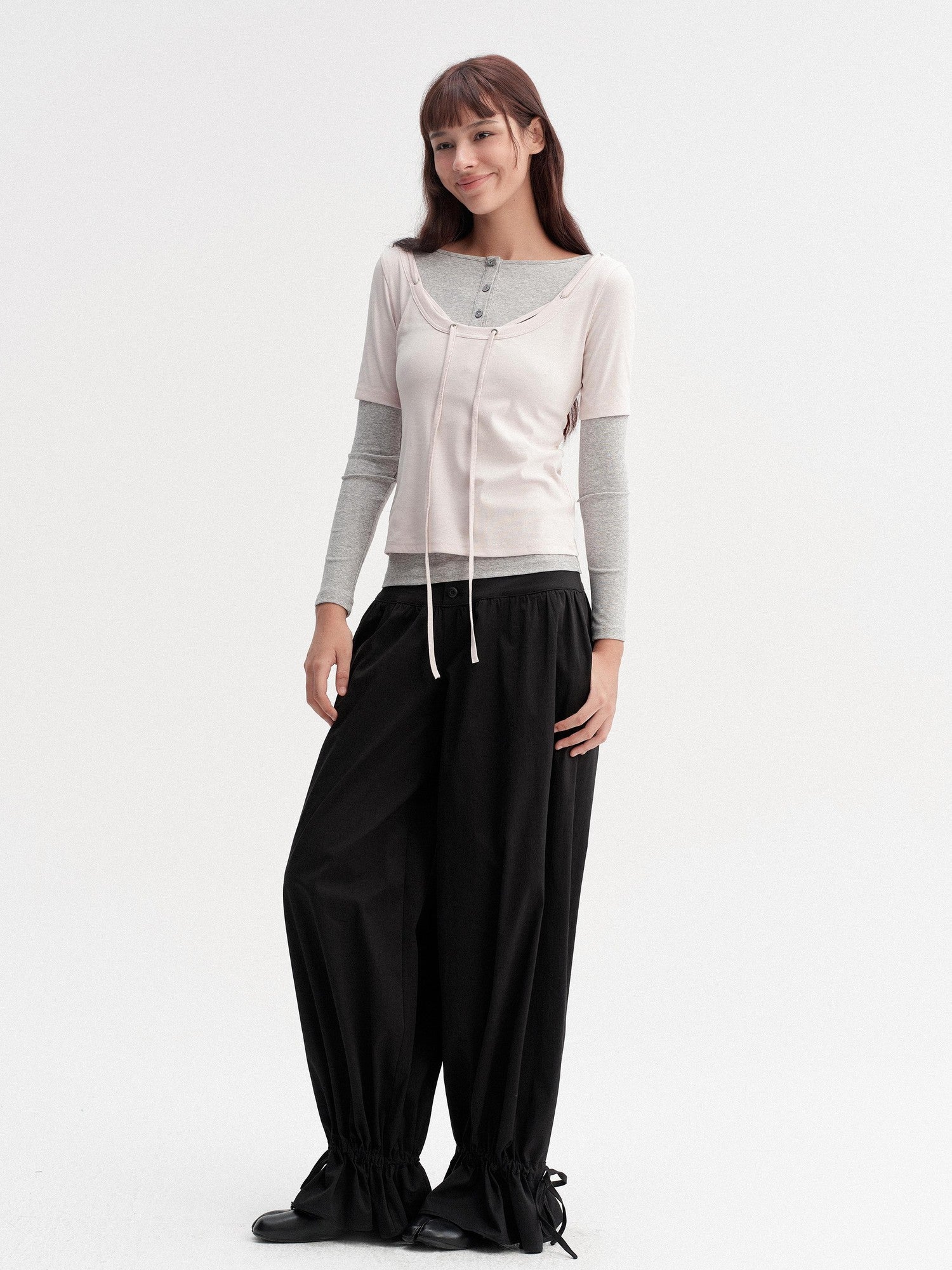 DKZ OFFICIAL Black Drawstring Hem Tapered Cuff Women&