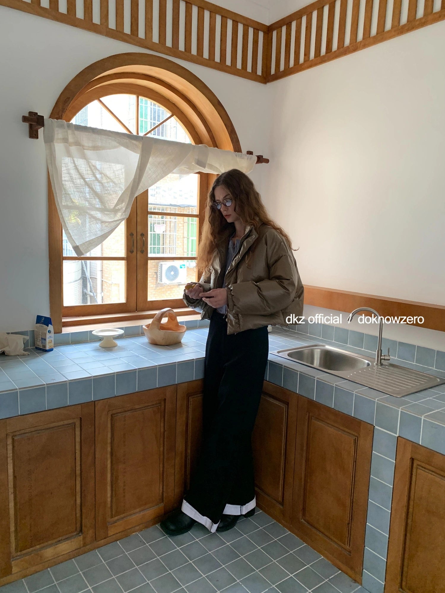 DKZ OFFICIAL Black Flannel Wide Leg Cuff Pants For Women