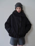 DKZ_OFFICIAL_Black_Fur_Trimmed_Collar_Loose_Fit_Women&