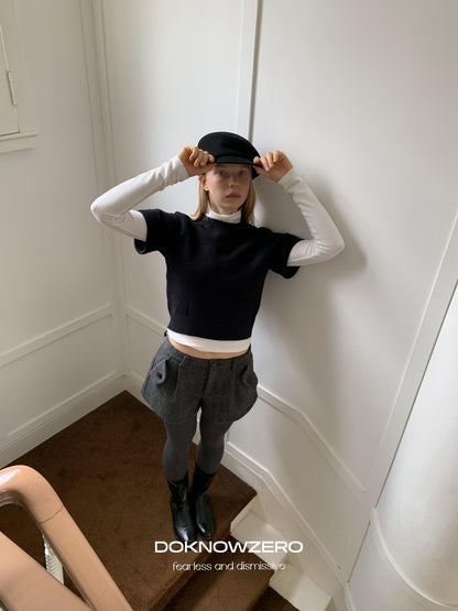 DKZ OFFICIAL Black Knit Cropped Slim Layering Women&