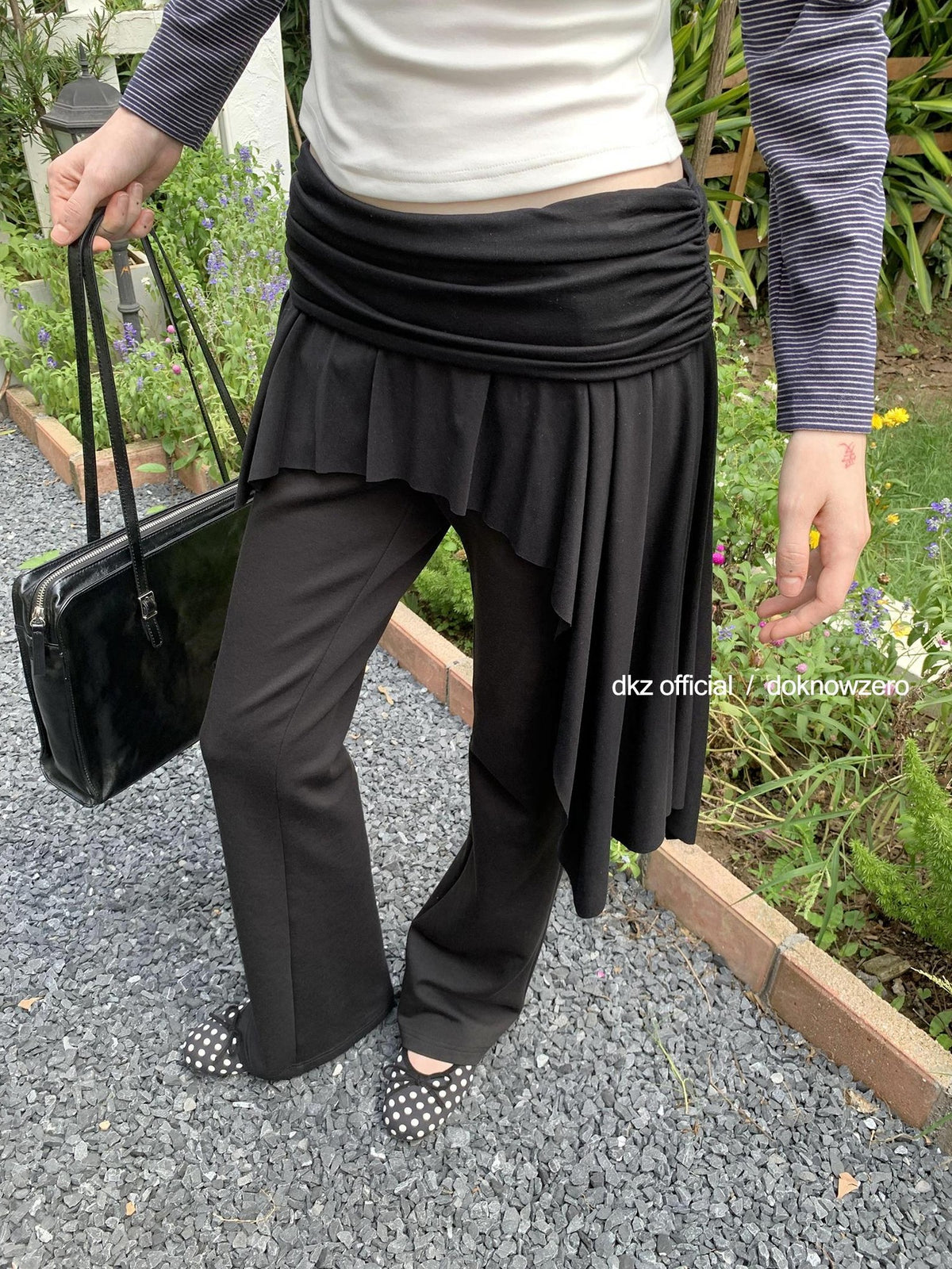 DKZ OFFICIAL Black Layered Look High Waist Slimming Women&