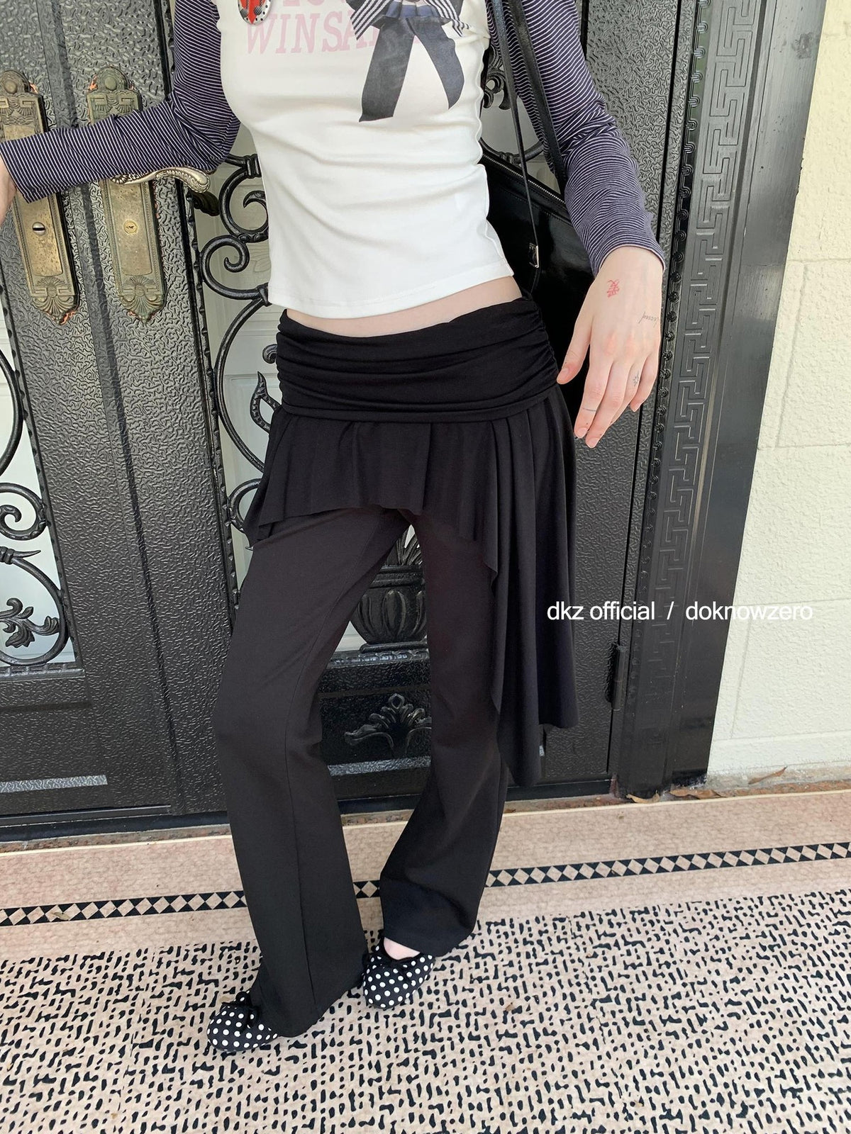 DKZ OFFICIAL Black Layered Look High Waist Slimming Women&
