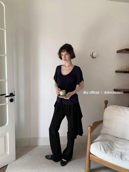 Black Layered Waist Flared Ballet Pants