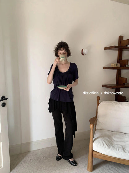 Black Layered Waist Flared Ballet Pants