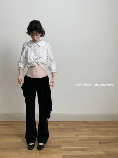 Black Layered Waist Flared Ballet Pants