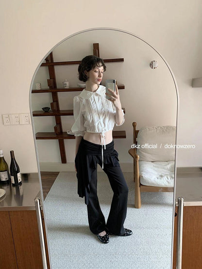 Black Layered Waist Flared Ballet Pants