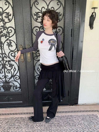 Black Layered Waist Flared Ballet Pants