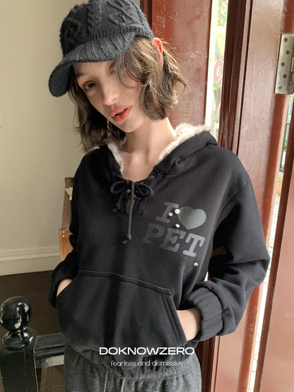 DKZ OFFICIAL Black Leopard Print Fuzzy Hooded Women&