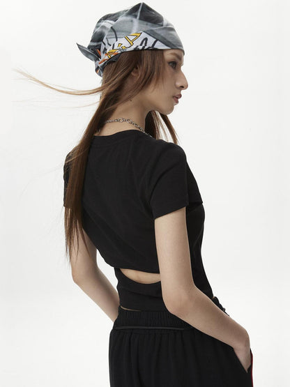 DKZ OFFICIAL Black Letter Print Cropped Women&