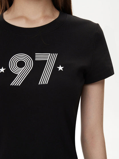 DKZ OFFICIAL Black Letter Print Cropped Women&