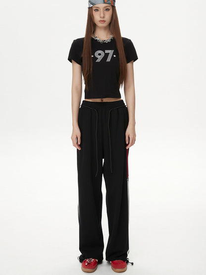 DKZ OFFICIAL Black Letter Print Cropped Women&